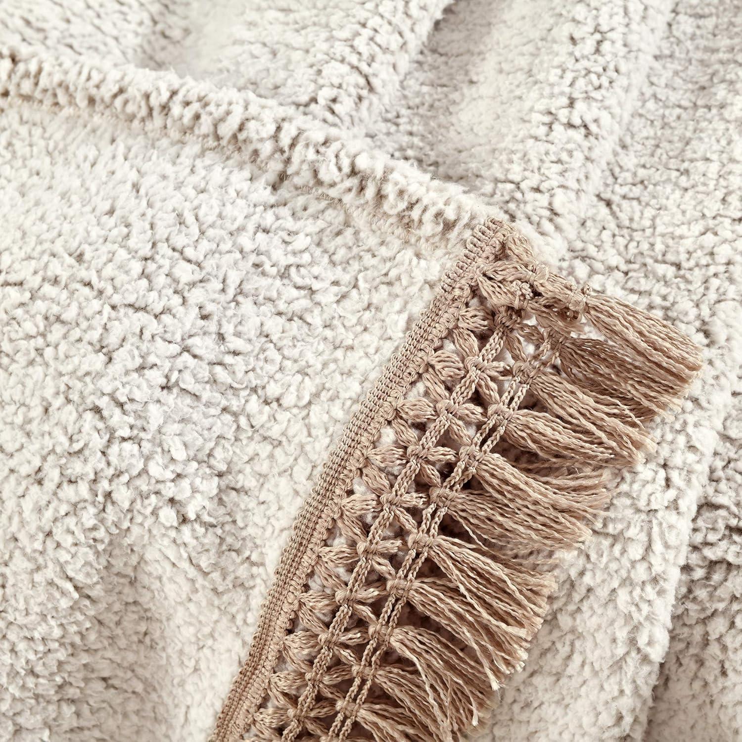 50"x60" Faux Shearling with Tassel and Fringe Throw Blanket - Lush Décor