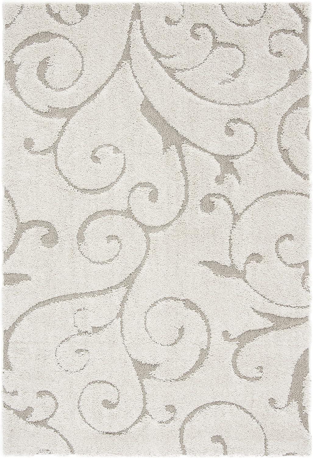 SAFAVIEH Florida Doug Floral Vines Shag Area Rug, Cream/Beige, 6' x 9'