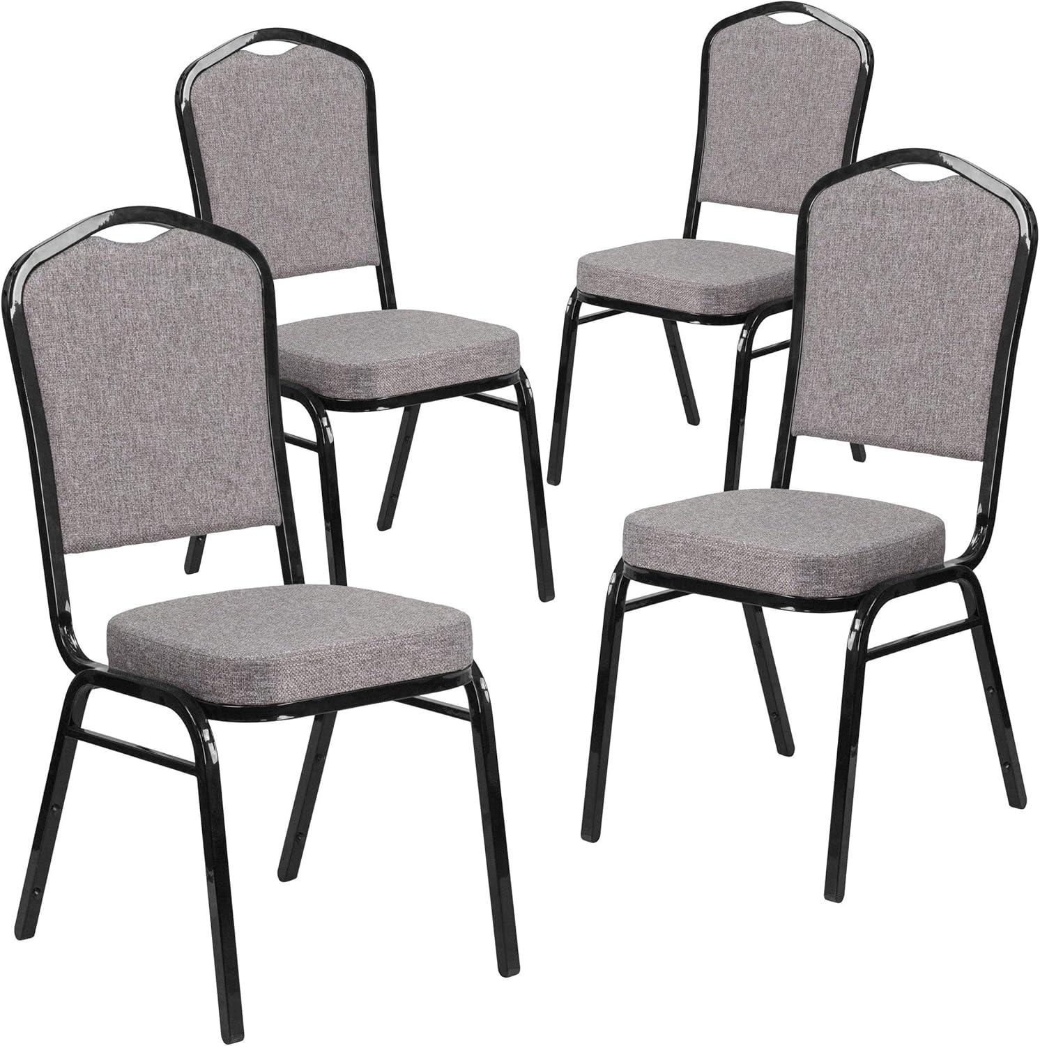 Flash Furniture 4 Pack HERCULES Series Crown Back Stacking Banquet Chair in Burgundy Fabric - Silver Vein Frame