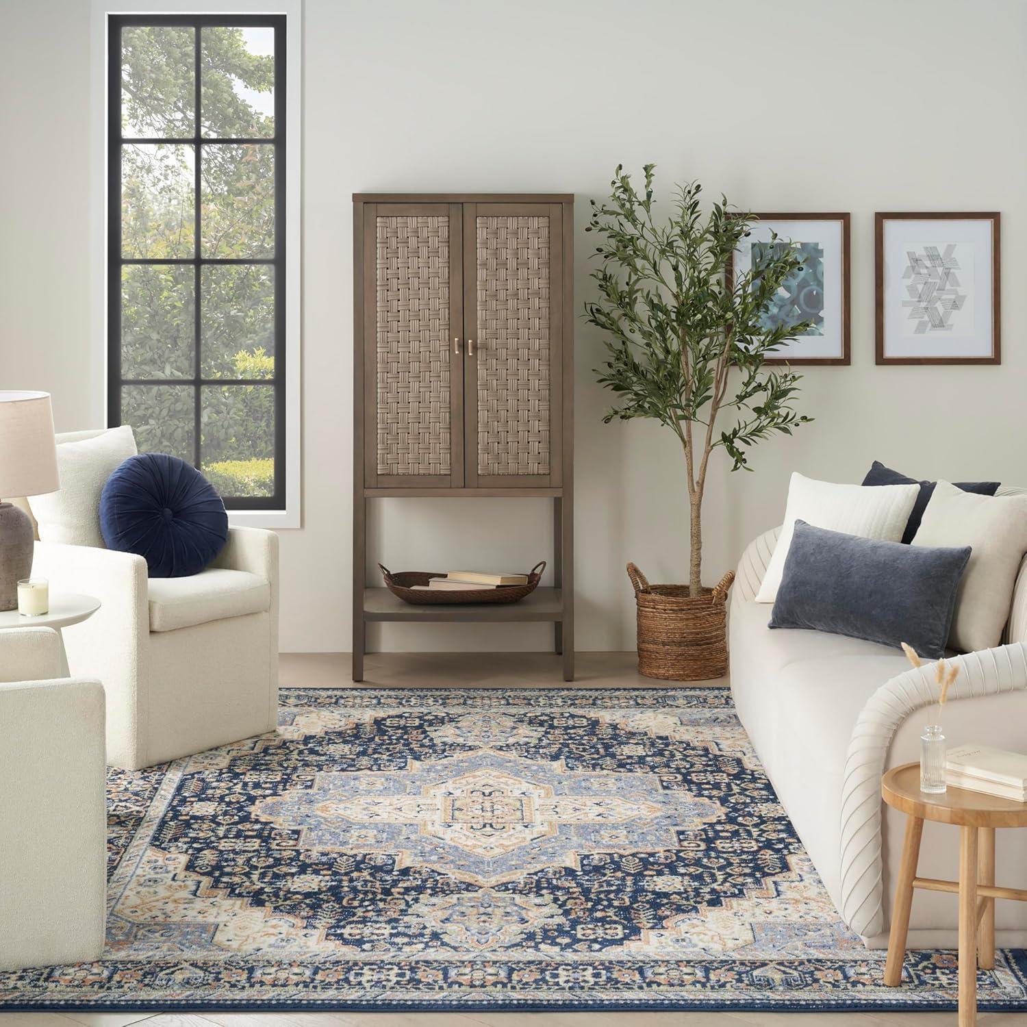 Nourison Essentials Persian Vintage Indoor Outdoor Area Rug Navy 8' x 10'