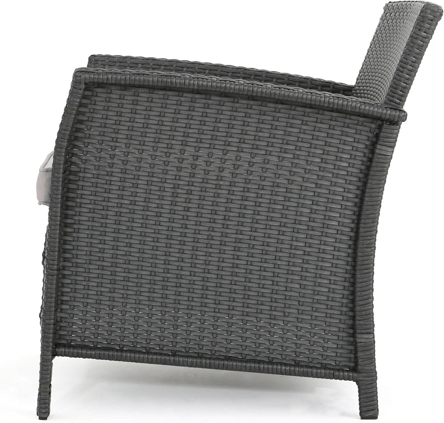 GDF Studio Raina Outdoor Wicker Club Chairs with Cushion, Set of 2, Gray and Light Gray