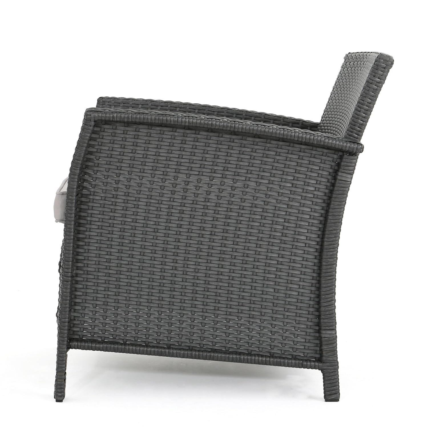GDF Studio Raina Outdoor Wicker Club Chairs with Cushion, Set of 2, Gray and Light Gray