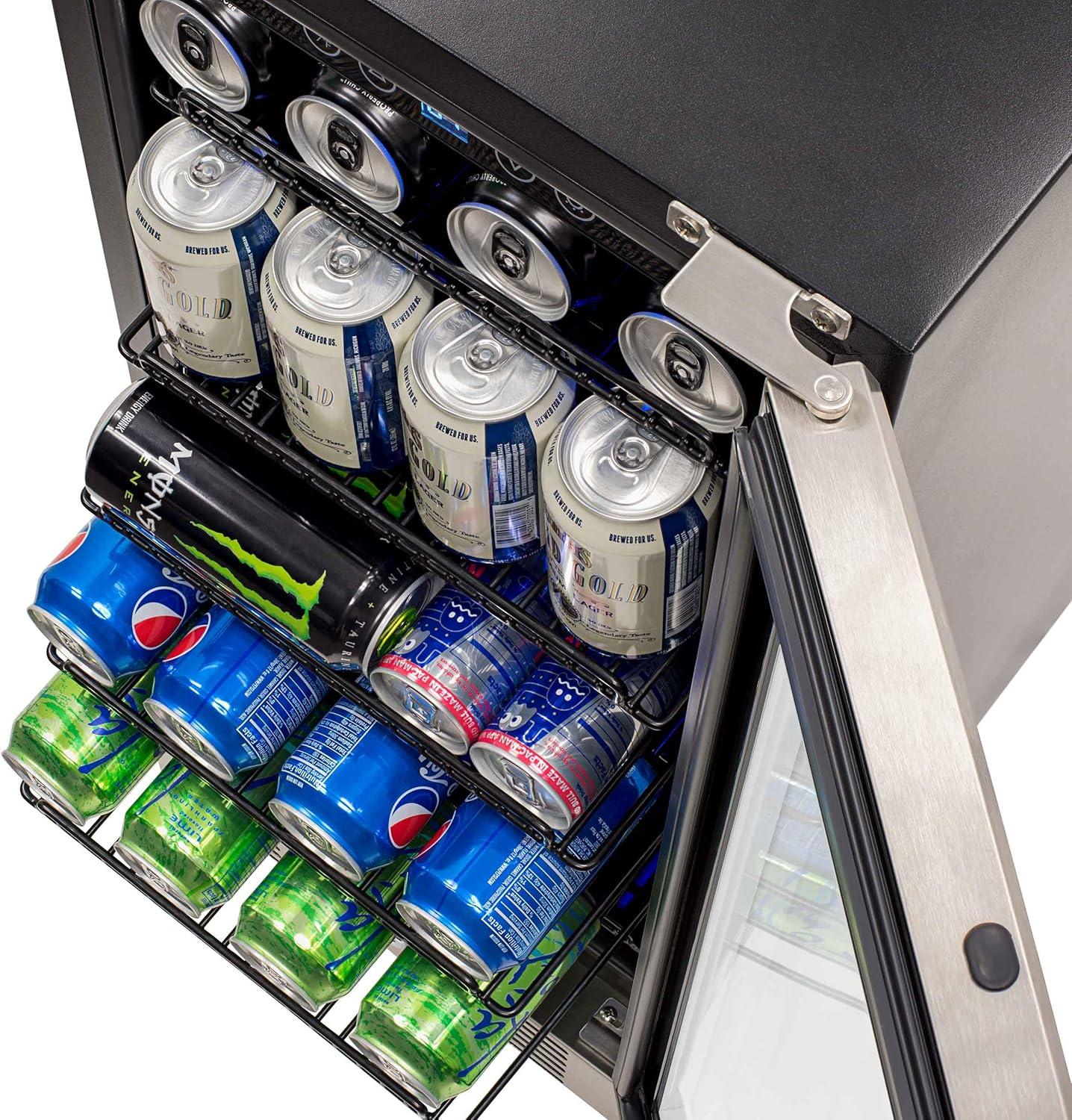 Newair 15" Built-in 96 Can Beverage Fridge in Stainless Steel with Precision Temperature Controls