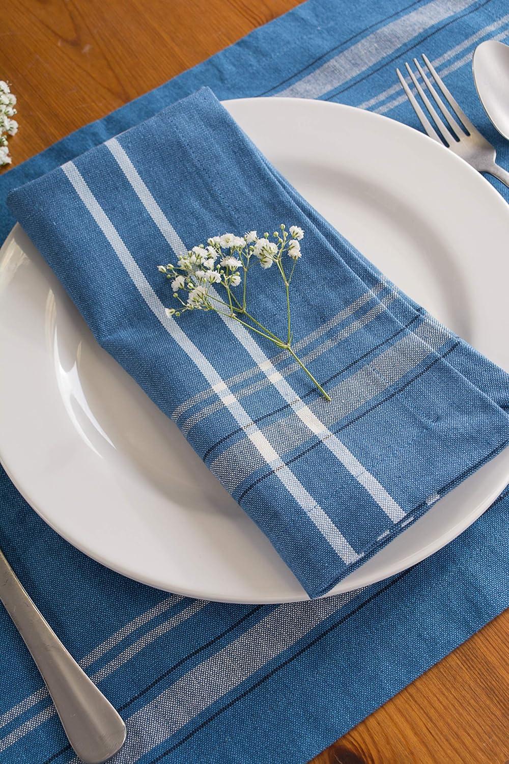 DII Modern Cotton Chambray French Stripe Napkin in Blue (Set of 6)