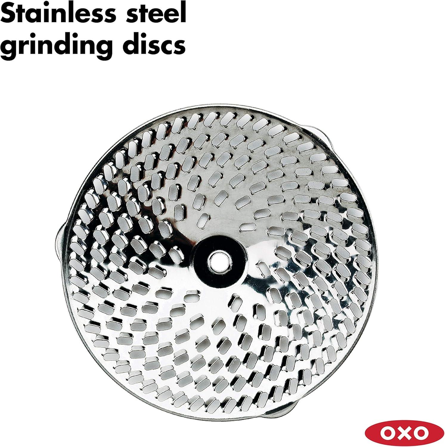 OXO Good Grips Stainless Steel Food Mill with 3 Grinding Discs for Purees and Sauces