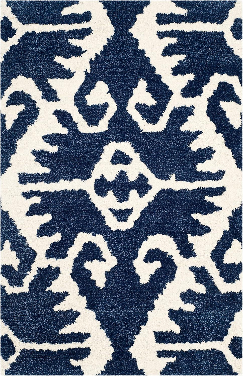 Ivory Square Hand-Tufted Wool Non-Slip Accent Rug 24"