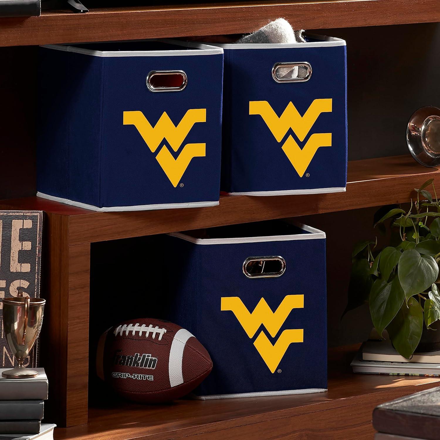 West Virginia University Navy Blue Cotton Fabric Storage Cube