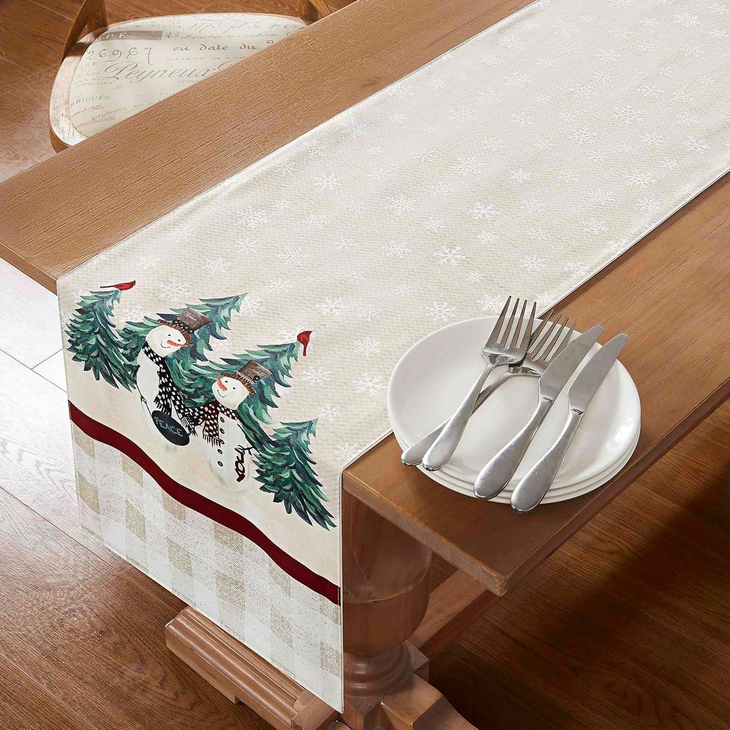 Avanti Linens Country Snowman 72" Runner-Beige