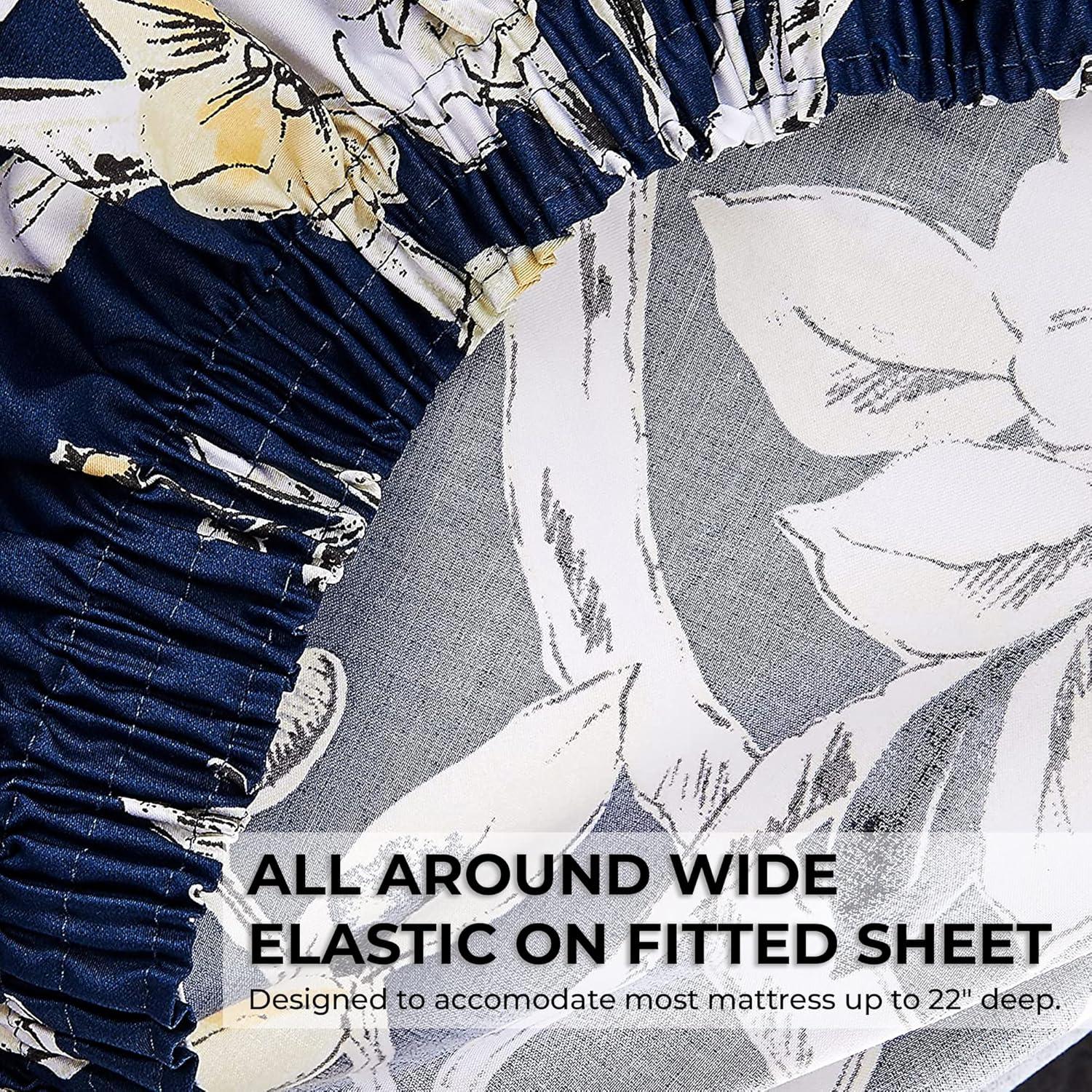Tribeca Living Tribeca Living Printed 300 Thread Count Sheets 100% Egyptian-Quality Cotton With Sateen Weave Floral Sheet Set