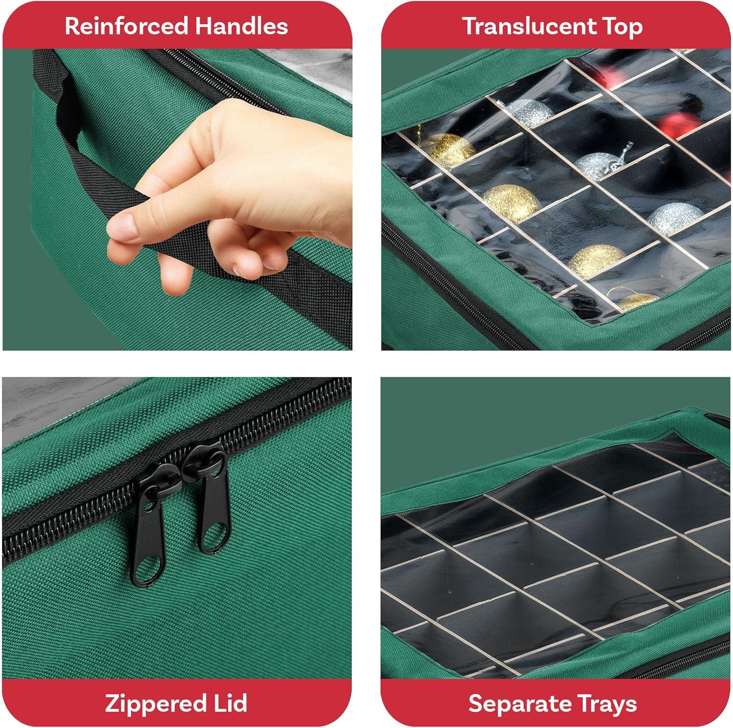 Tiny Tim Totes 83-DT5575 48 Christmas Ornament Organizer Storage Box - Green