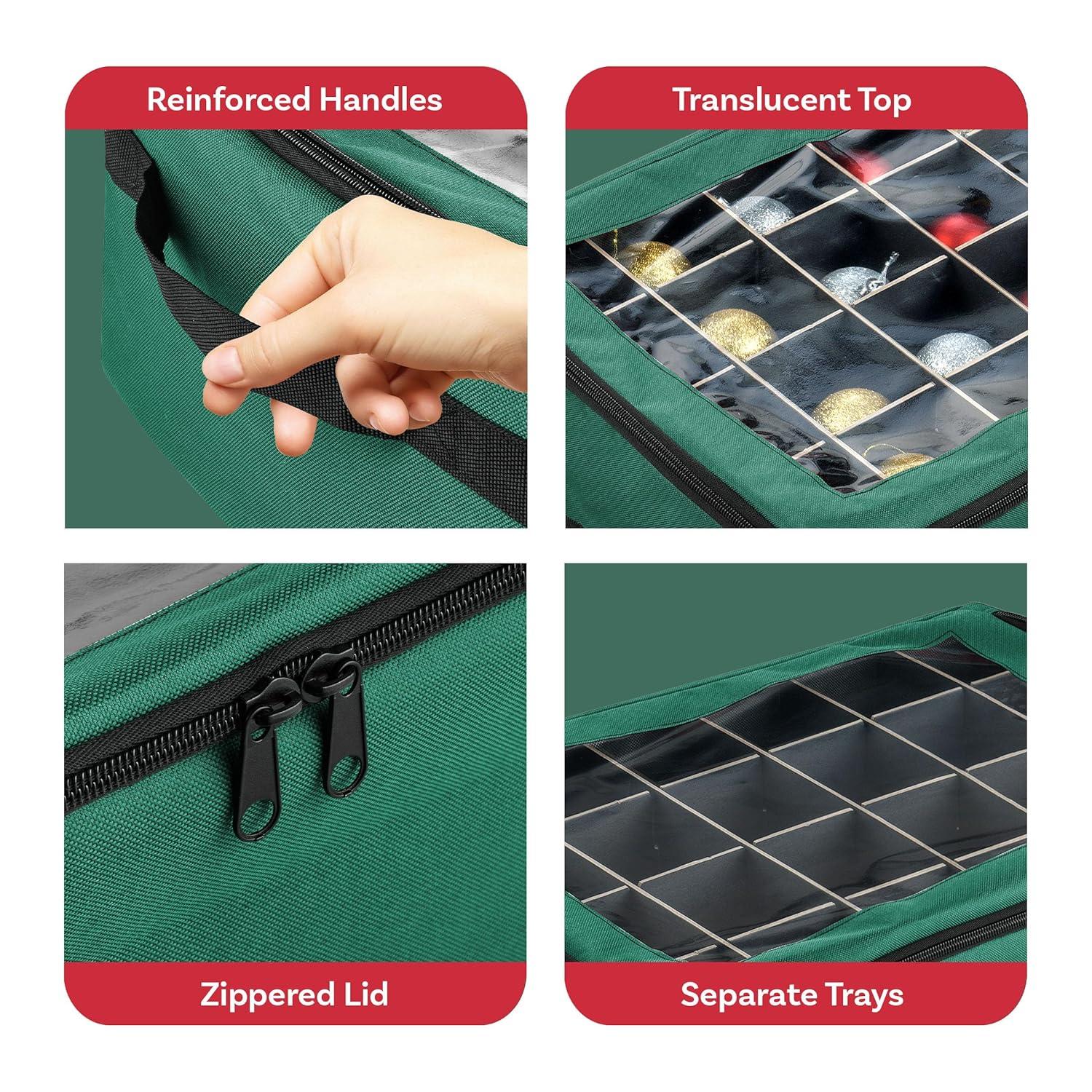 Tiny Tim Totes 83-DT5575 48 Christmas Ornament Organizer Storage Box - Green