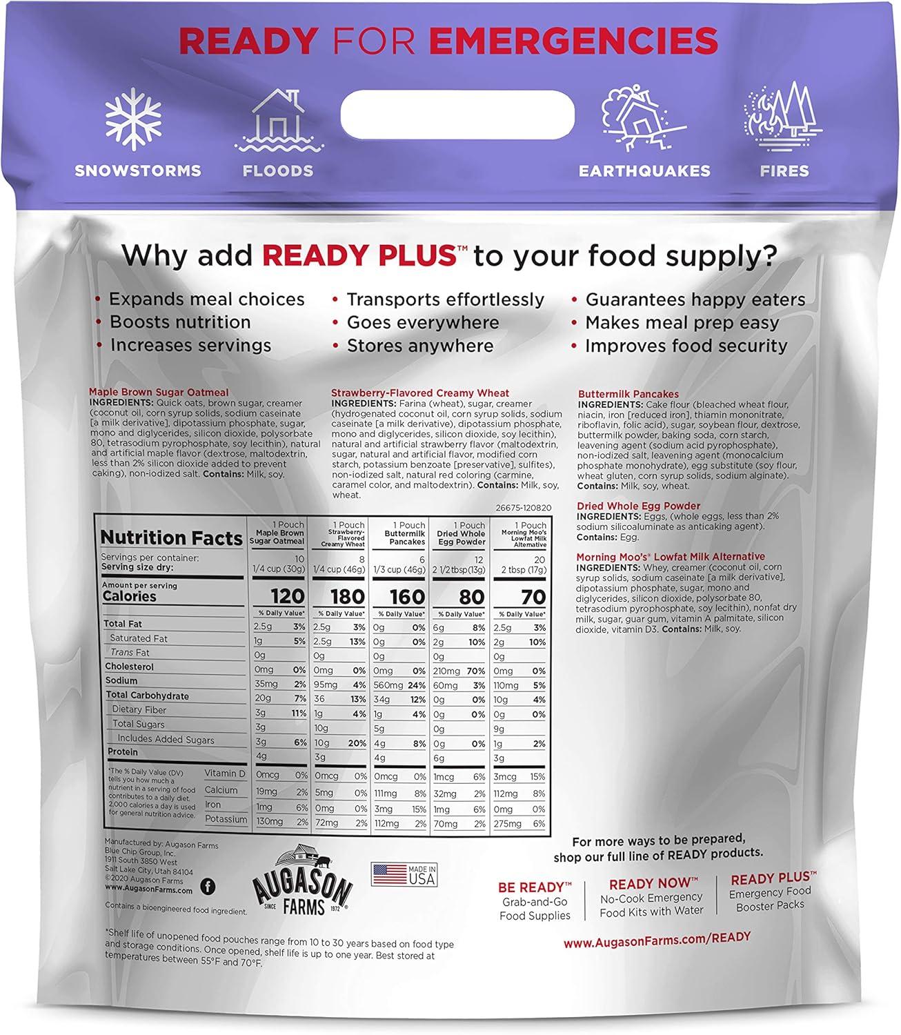 Ready Plus Breakfast Emergency Food Supply with 30-Year Shelf Life