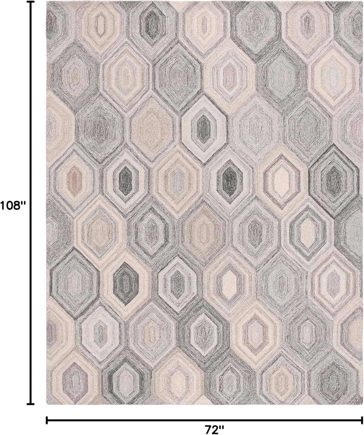 Gray Abstract Handmade Wool 6' x 9' Tufted Area Rug