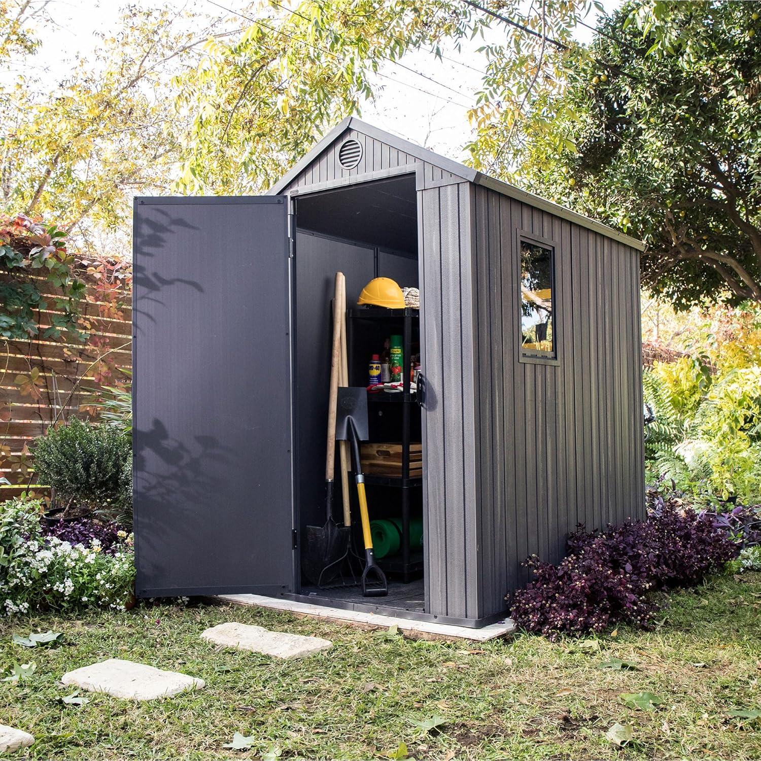 Darwin 4x6 Gray Resin Outdoor Storage Shed with Window