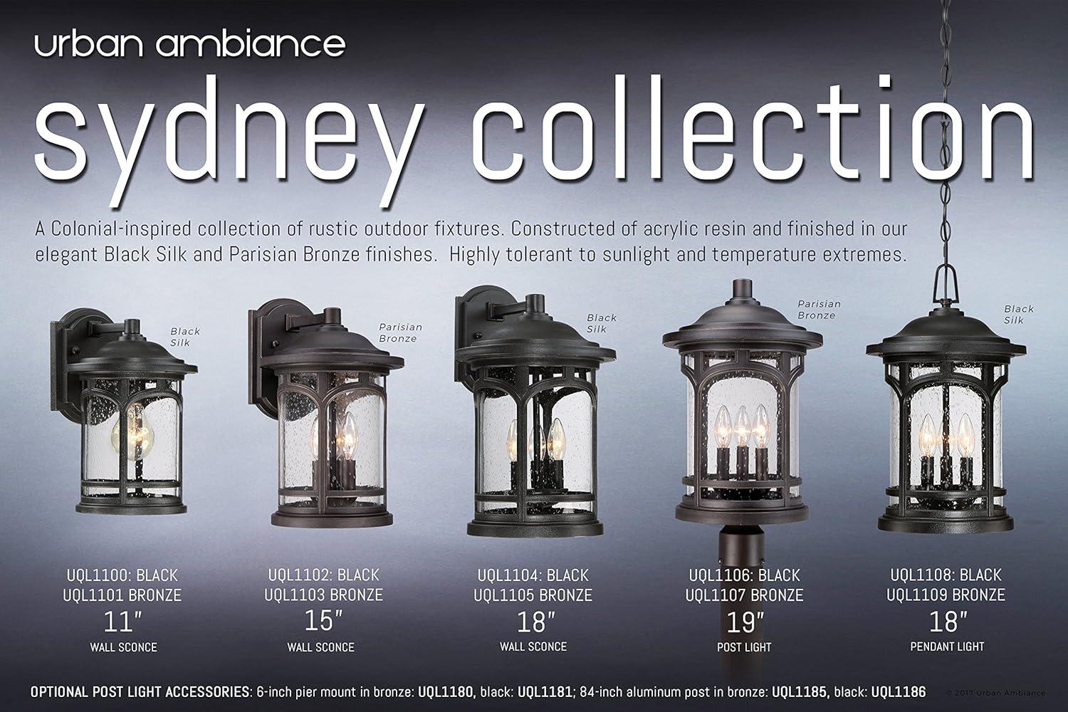 Urban Ambiance Luxury Rustic Outdoor Pendant Light, Large Size: 18"H x 11"W, with Colonial Style Elements, Wrought Iron Design, Oil Rubbed Parisian Bronze Finish and Seeded Glass, UQL1109