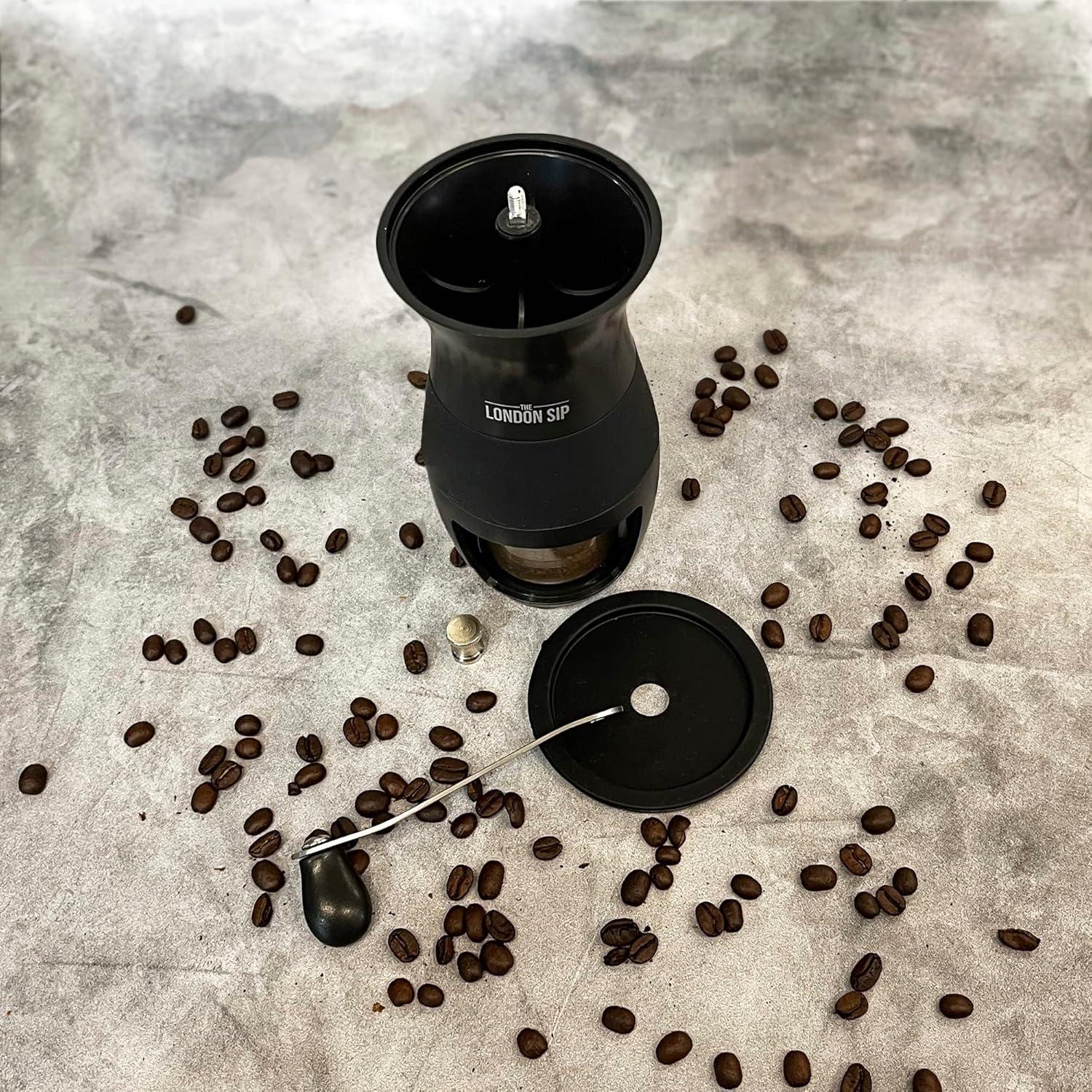 London Sip Black Manual Glass and Stainless Steel Coffee Grinder