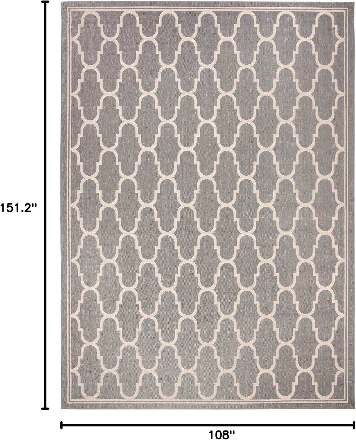SAFAVIEH Courtyard Eustacia Geometric Trellis Indoor/Outdoor Area Rug Anthracite/Beige, 9' x 12'6"