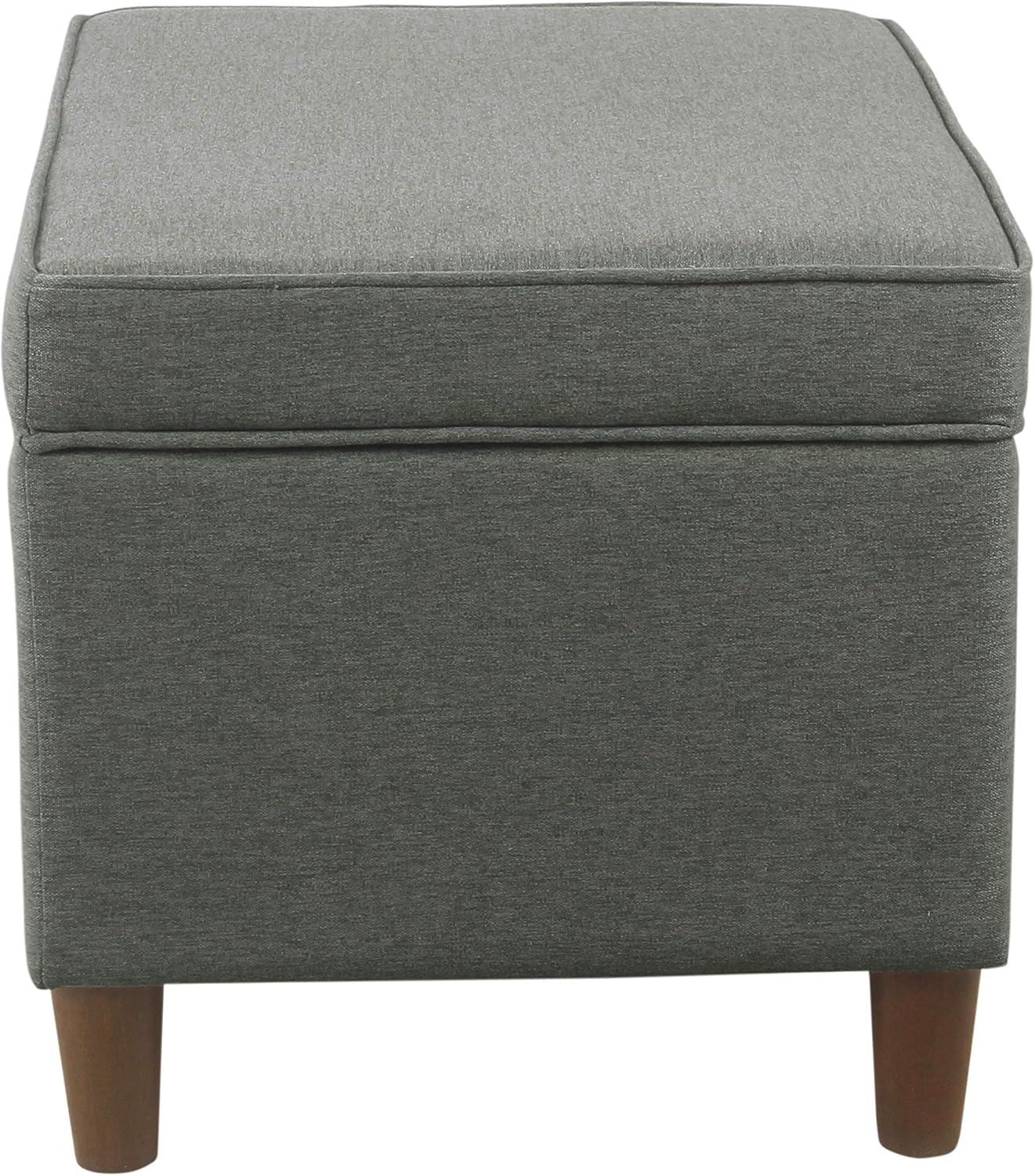 Gray Woven Fabric Storage Ottoman with Wooden Legs