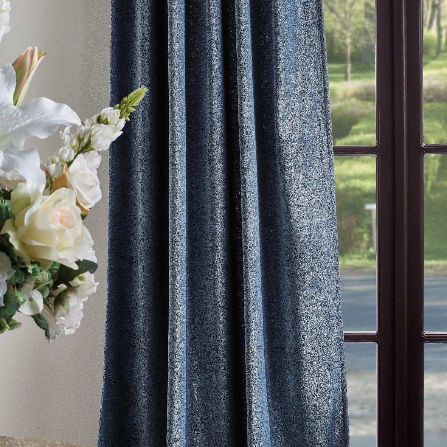 Martha Stewart Naples Chenille Solid Semi-Sheer Rod Pocket Curtain Panels (Set of 2)