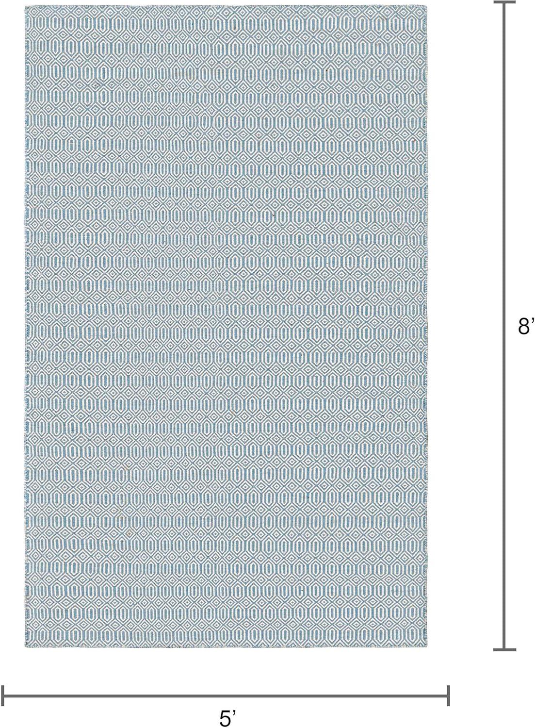 Hand-Woven Denim Blue Rectangular Outdoor Rug, 3' x 5', PET Polyester