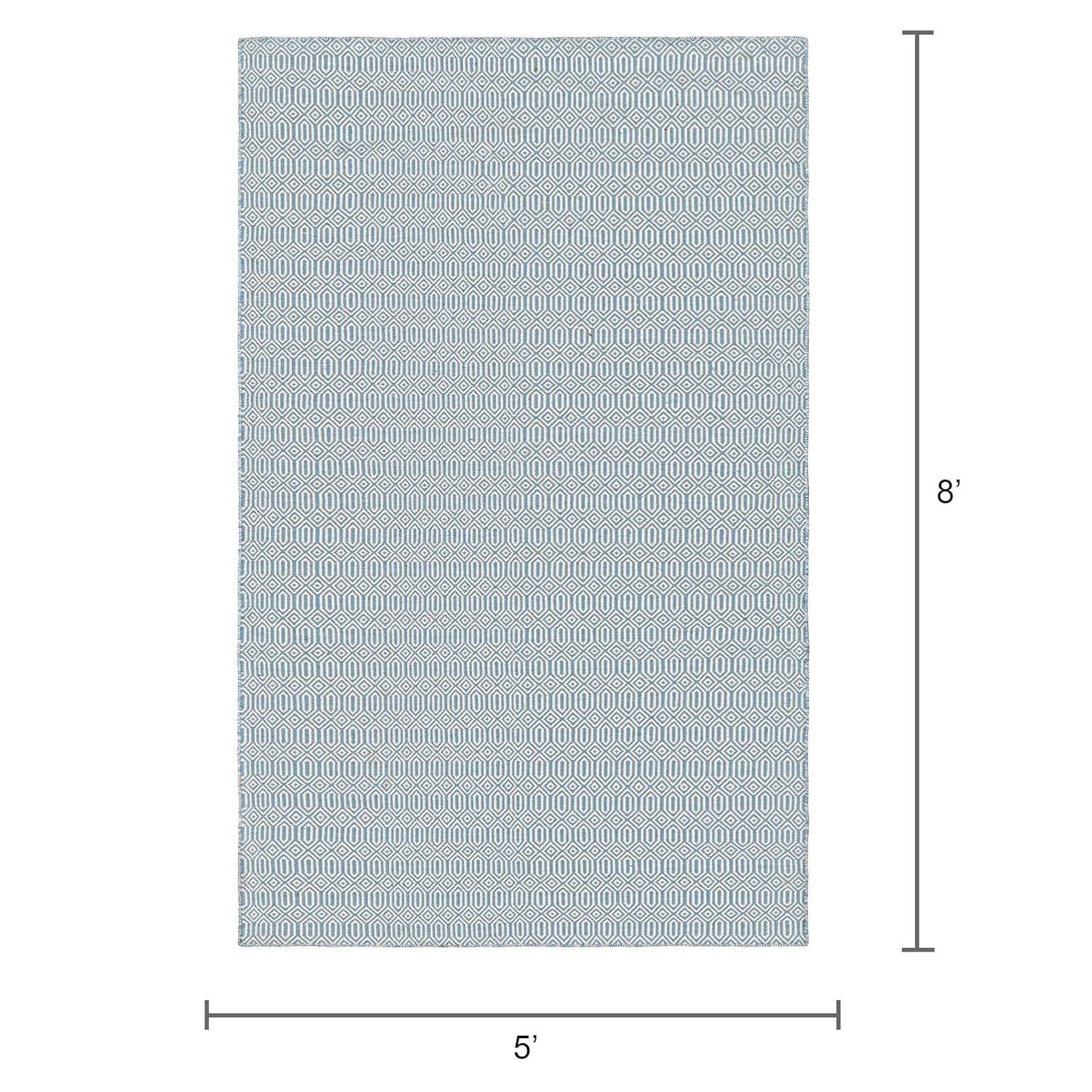 Hand-Woven Denim Blue Rectangular Outdoor Rug, 3' x 5', PET Polyester