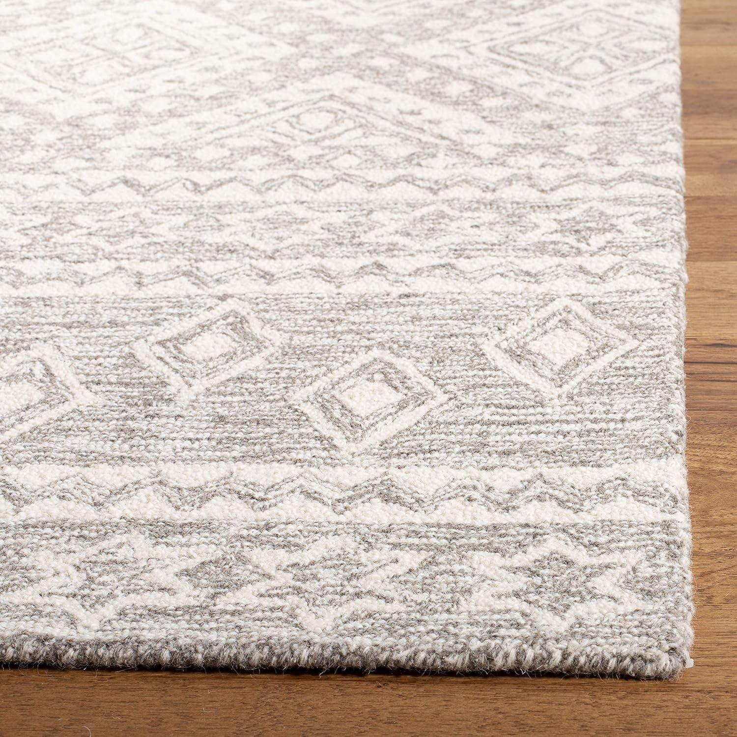 Micro-Loop MLP501 Hand Tufted Indoor Accent Rug - Dark Grey/Ivory - 3'x5' - Safavieh