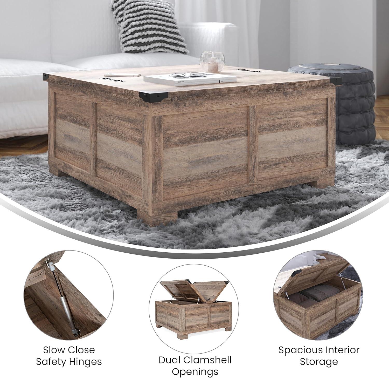 Taylor & Logan Willard Modern Farmhouse Coffee Table: Lift-Top, Engineered Wood, Lockable Hinges