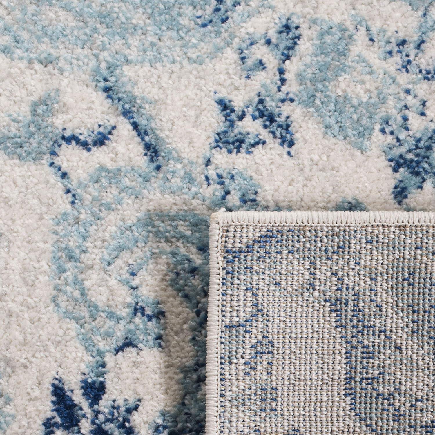 Madison MAD600 Power Loomed Indoor Runner Rug - Cream/Turquoise - 2'3"x18' - Safavieh
