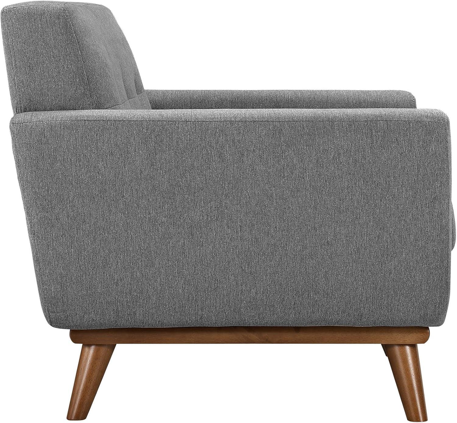 Expectation Gray Plush Upholstered Accent Chair with Cherry Wood Legs