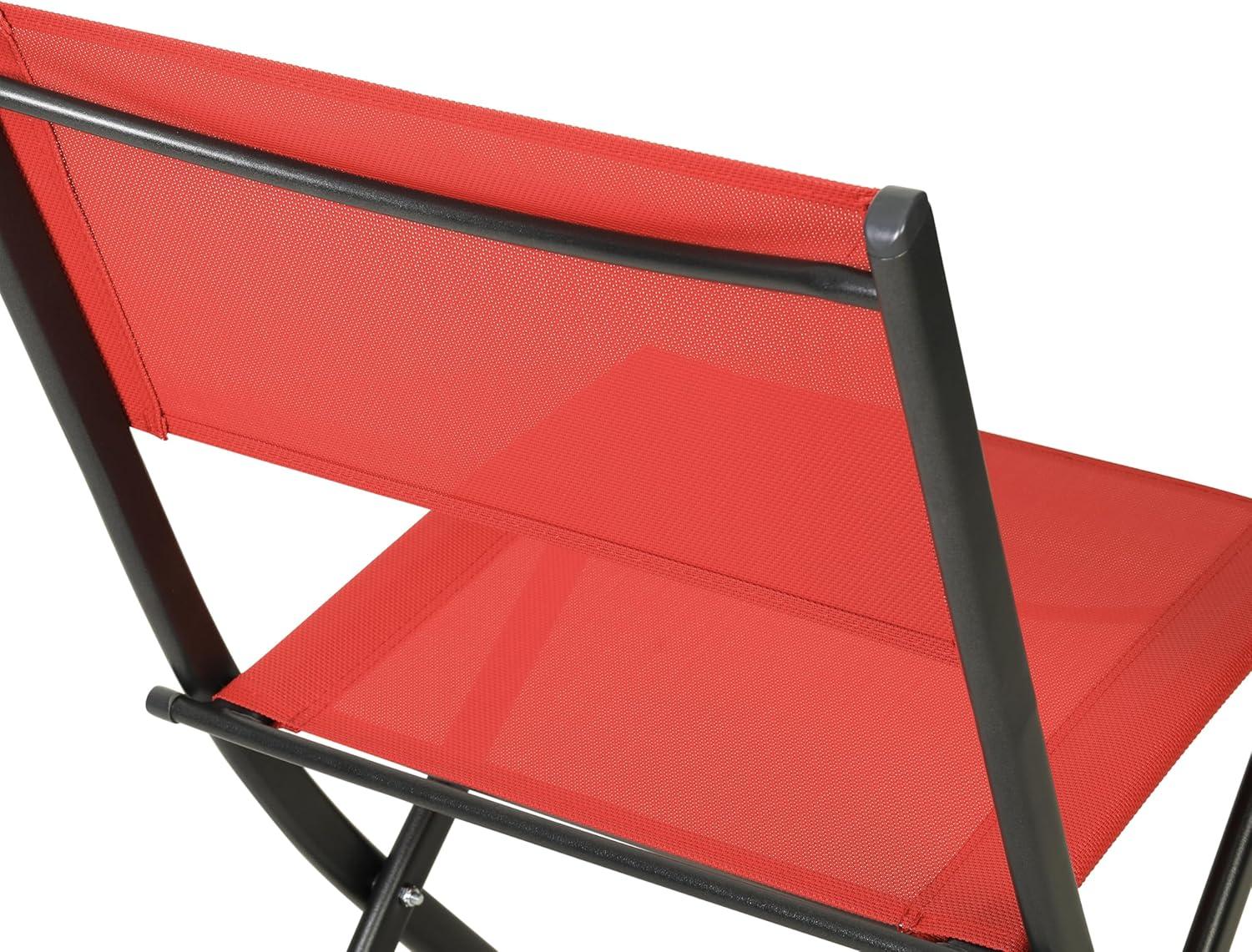 Flash Furniture Brazos Set of 2 Commercial Grade Indoor/Outdoor Folding Chairs with Red Flex Comfort Material Backs and Seats and Black Metal Frames