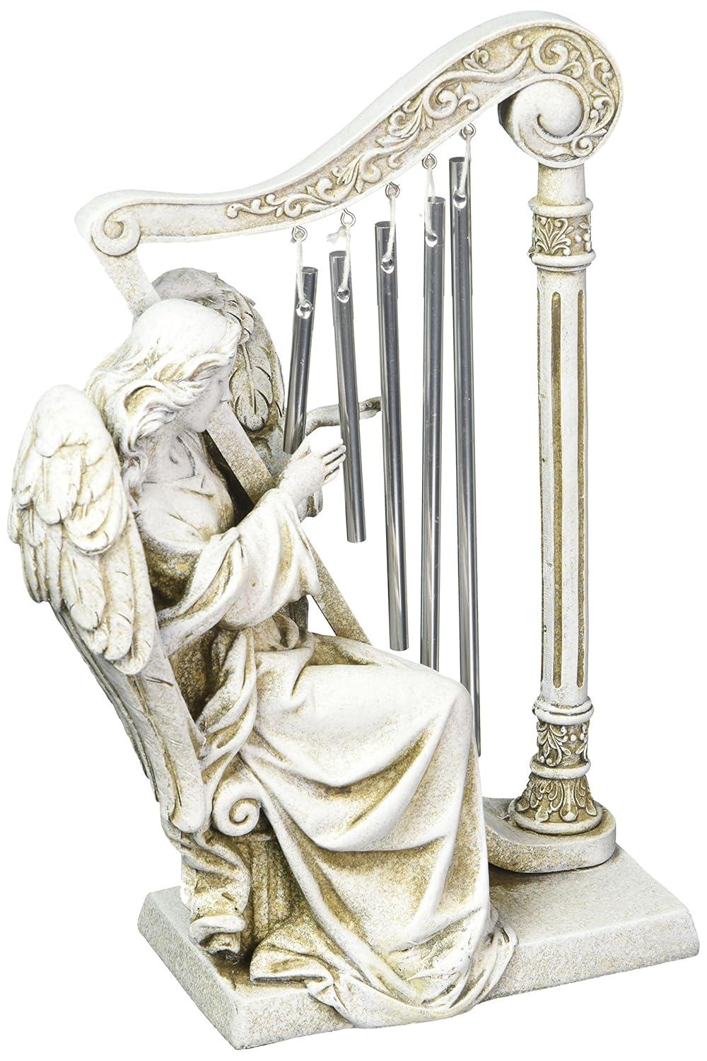 9.75 In Angel With Harp Windchime Bereavement Figurines