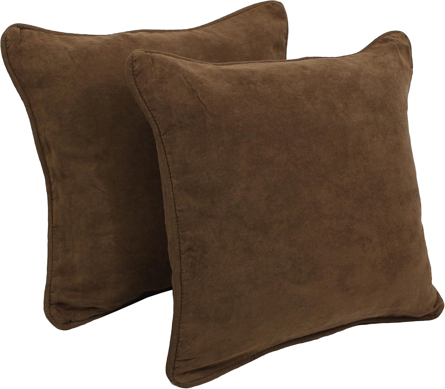 18-inch Chocolate Microsuede Square Throw Pillows with Inserts (Set of 2)