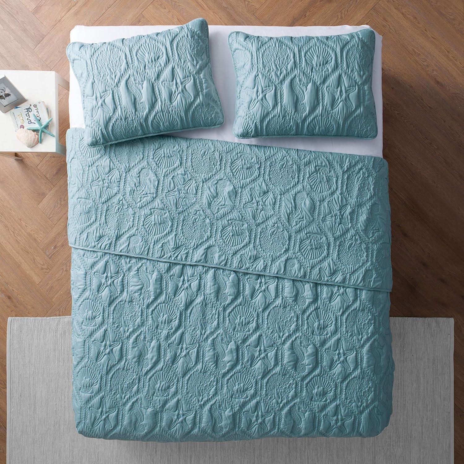 Shore Polyester Textured Sea Life Quilt Set