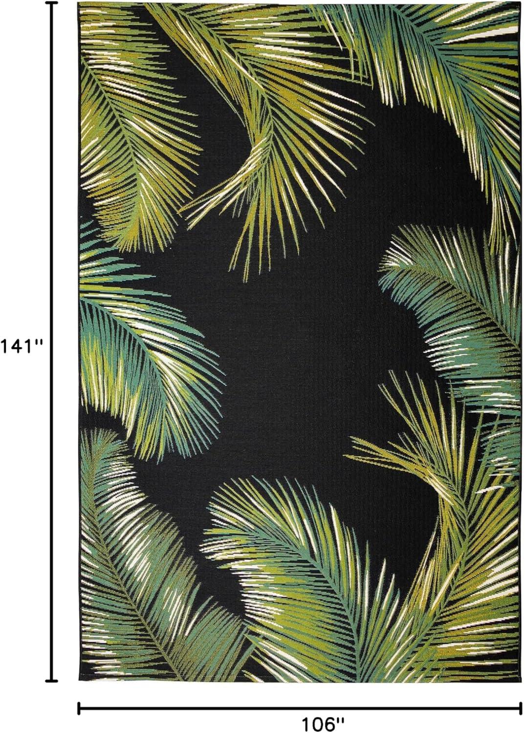 Liora Manne Marina Palm Border Indoor/Outdoor Rug Black 8'10" x 11'9"