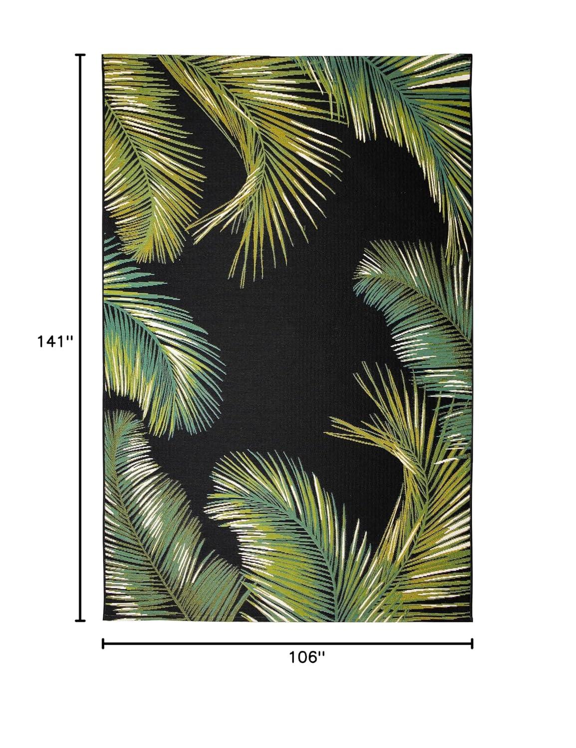 Liora Manne Marina Palm Border Indoor/Outdoor Rug Black 8'10" x 11'9"