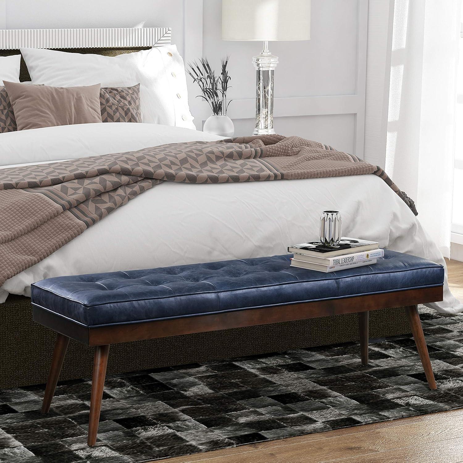 Athan Full-Grain Italian Genuine Leather Bench
