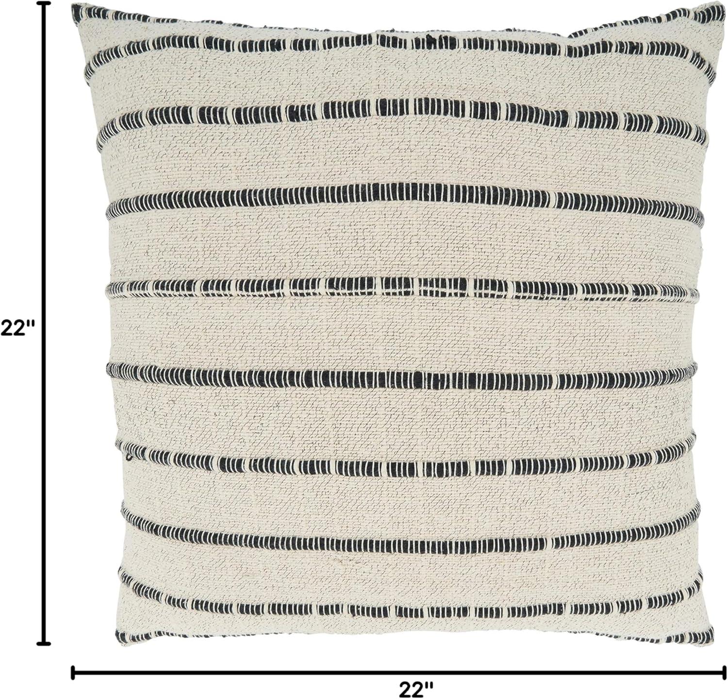 Saro Coralee Collection Striped Cotton Throw Pillow