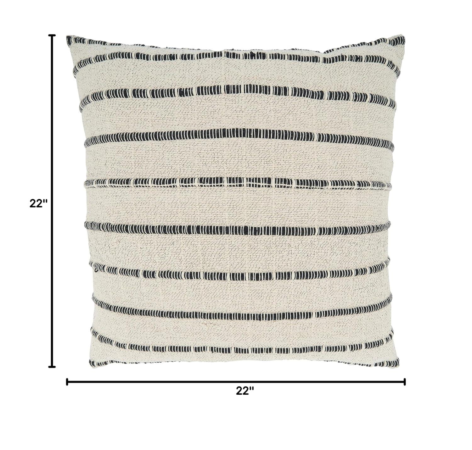 Saro Coralee Collection Striped Cotton Throw Pillow