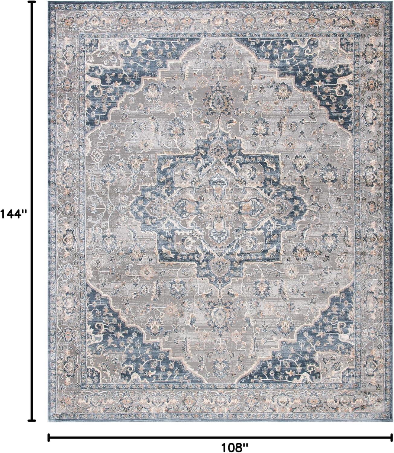 Cosmopolitan 600 CSM684 Power Loomed Indoor Area Rug - Cream/Blue - 9'x12' - Safavieh