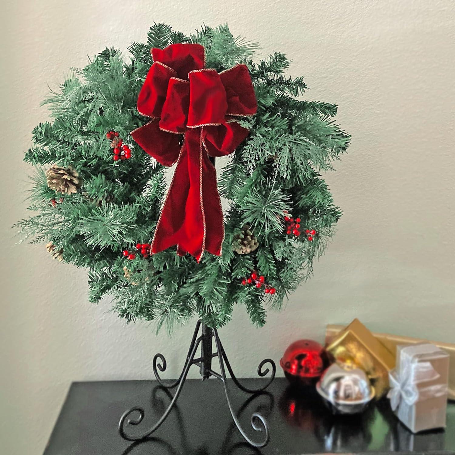 Black Adjustable Metal Christmas Stocking Tree Stand with 12 Hooks