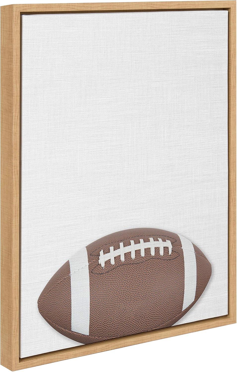 18" x 24" Sylvie Color Football Portrait Framed Canvas Natural - DesignOvation: Modern Style, Plastic Frame, Screen Print Wall Art