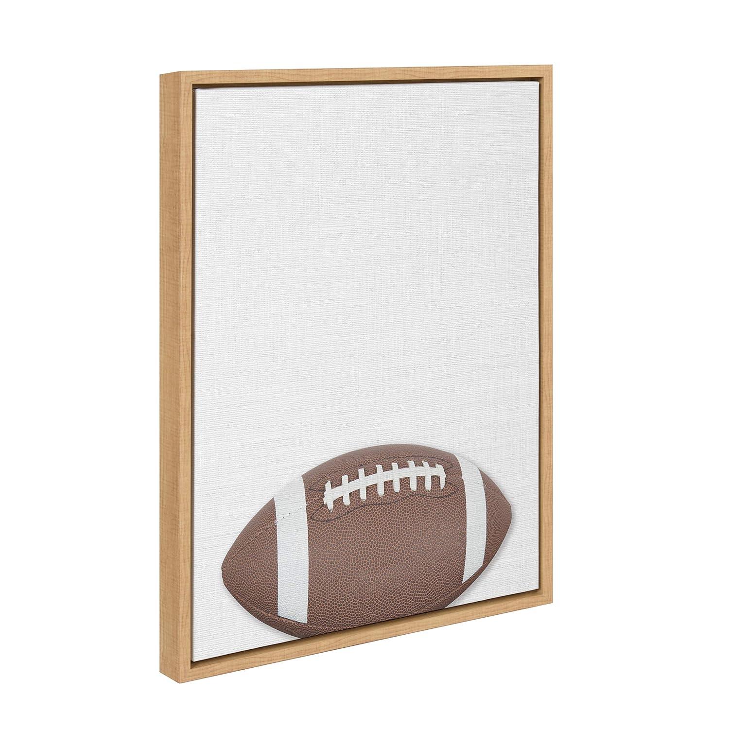 18" x 24" Sylvie Color Football Portrait Framed Canvas Natural - DesignOvation: Modern Style, Plastic Frame, Screen Print Wall Art