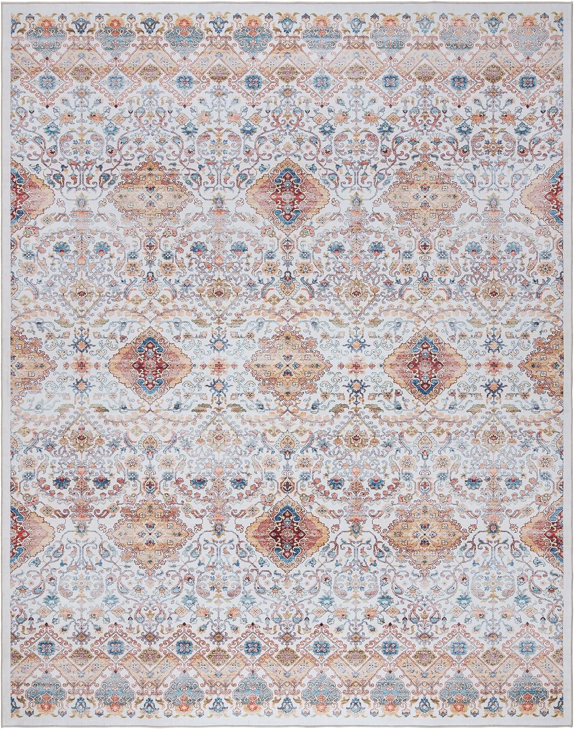 Gertmenian Crystal Print Tanis Ivory Tan Polyester Washable Moroccan Bohemian Area Rug