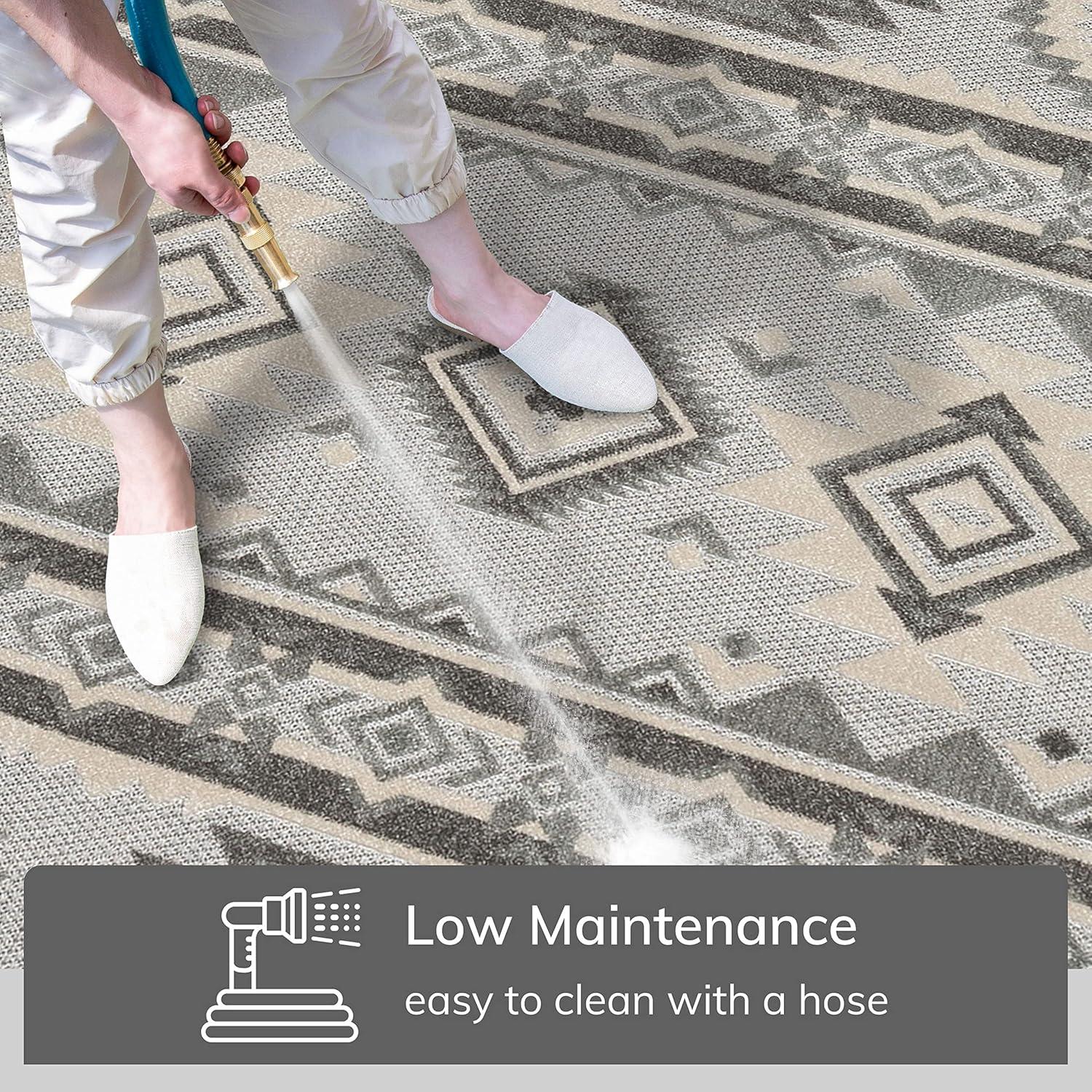 Ebern Designs Dickenson Mamba Geometric Grey Indoor/Outdoor Hi-Lo Area Rug