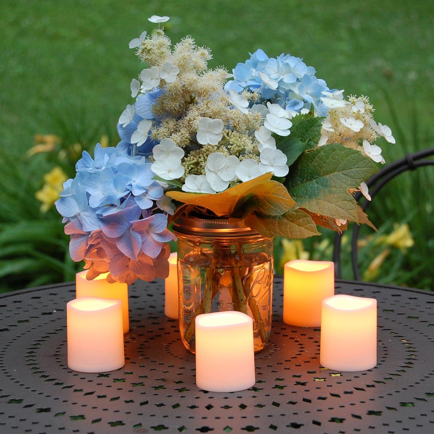 LumaBase Battery Operated LED Mini Pillar Candles - Set of 6