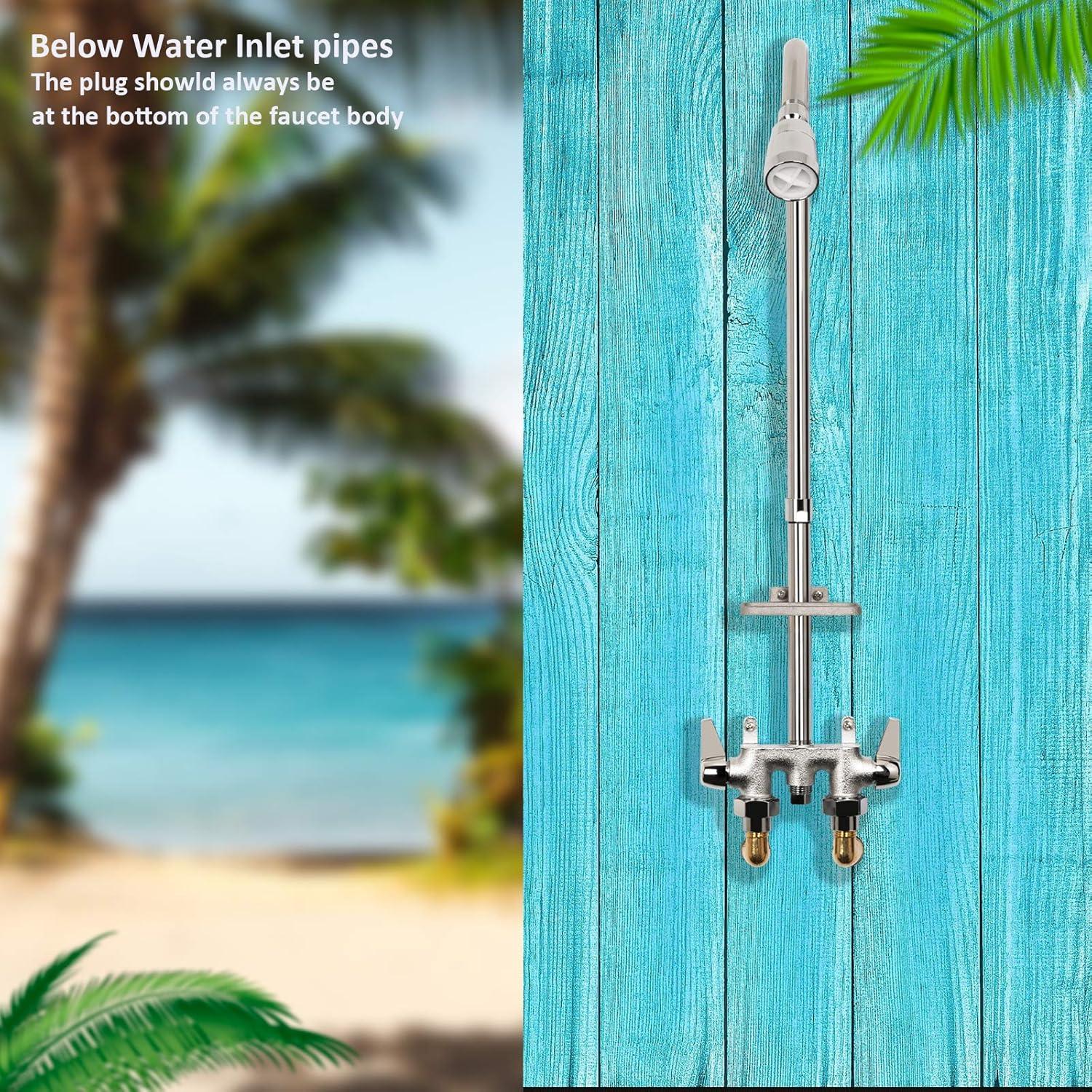 Polished Chrome Outdoor Shower Fixture System with Soap Dish