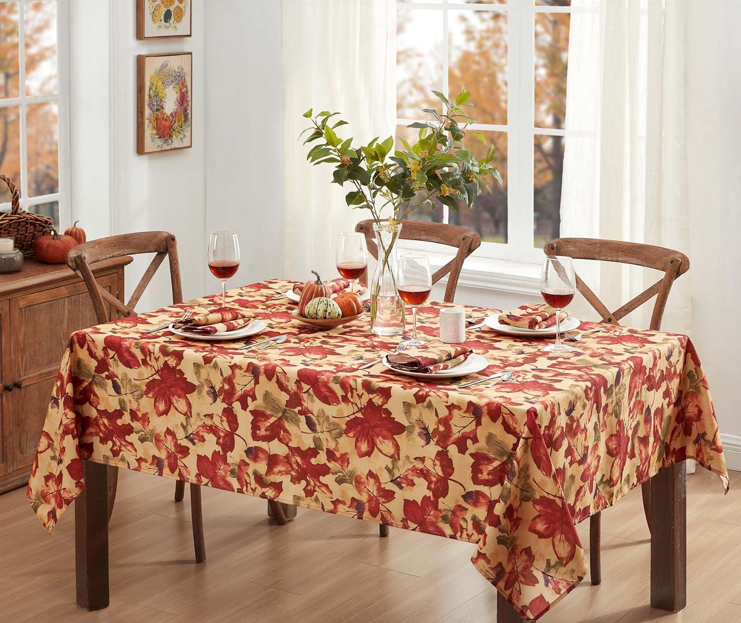 Newbridge Thanksgiving Holiday Autumn Leaf Collage 60 x 120 inch Rectangle Fabric Tablecloth