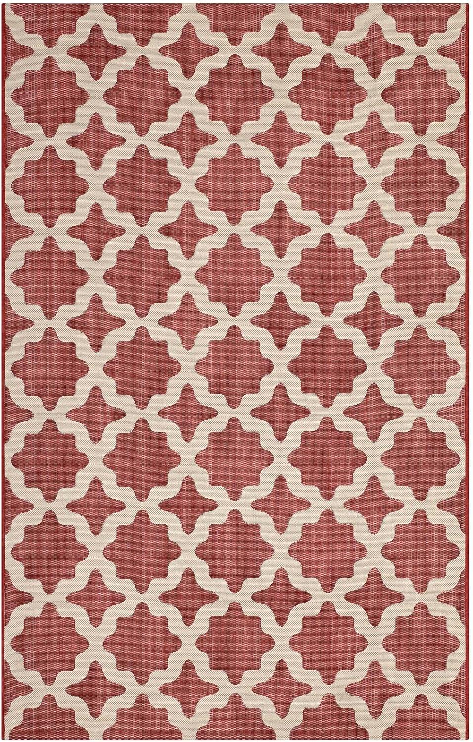 Cerelia Moroccan Trellis 5' x 8' Red and Beige Synthetic Area Rug