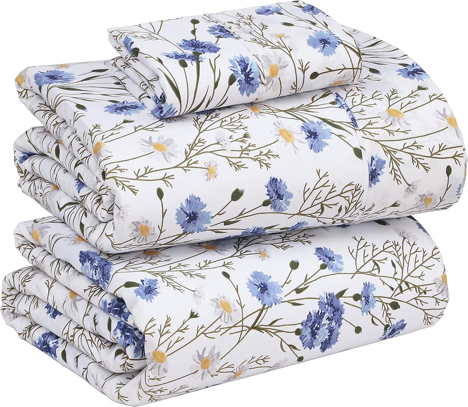 Sweet Pea Floral Twin XL Cotton Percale Sheet Set