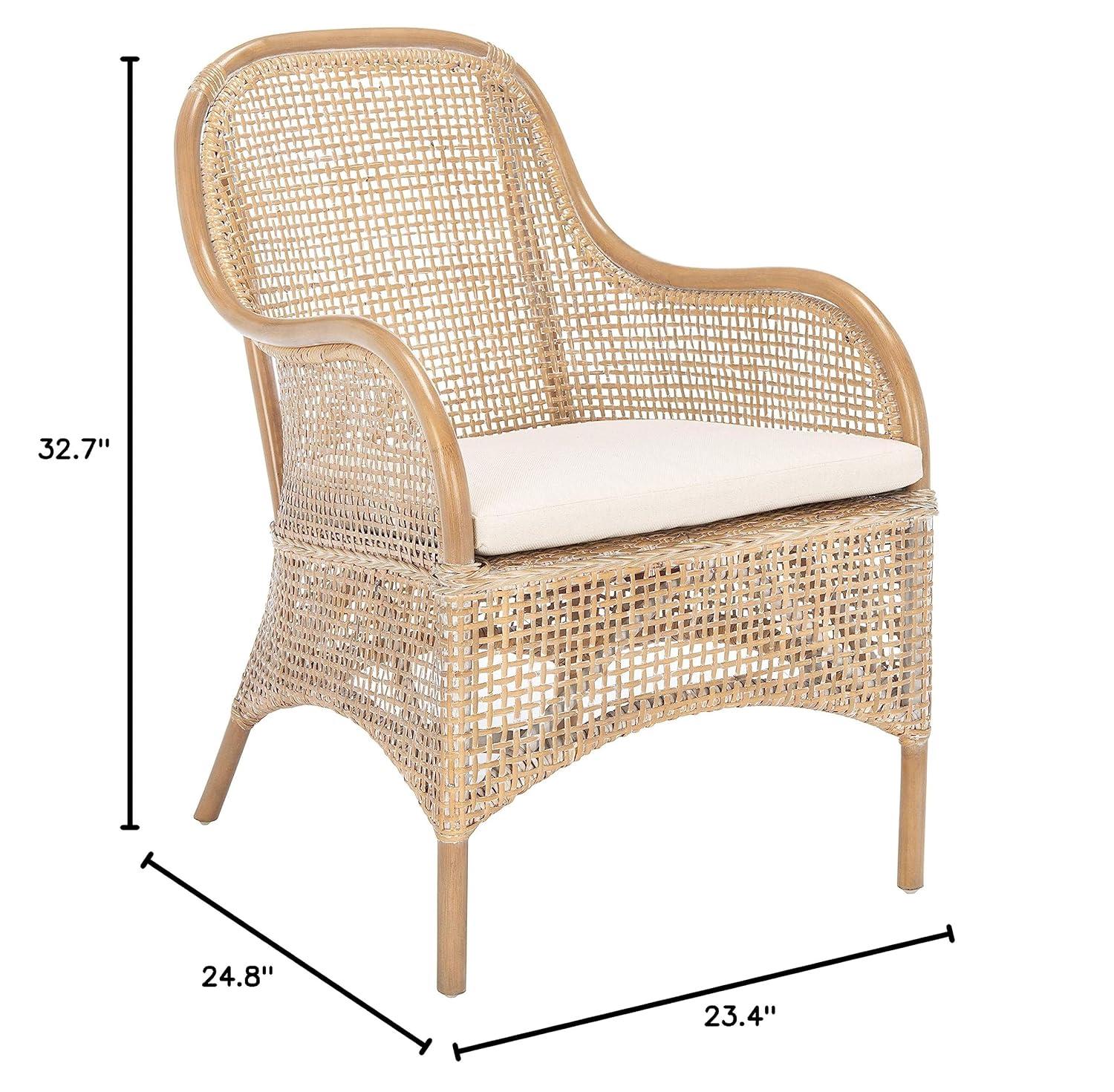 Charlie Rattan Accent Chair W/ Cushion - ACH6514 - White/Honey Brown Wash - Safavieh